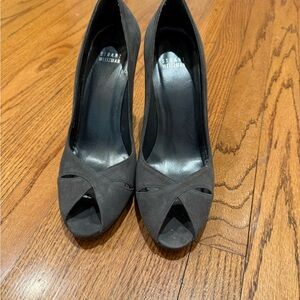 Stuart Weitzman Gray Peep Toe Heels
